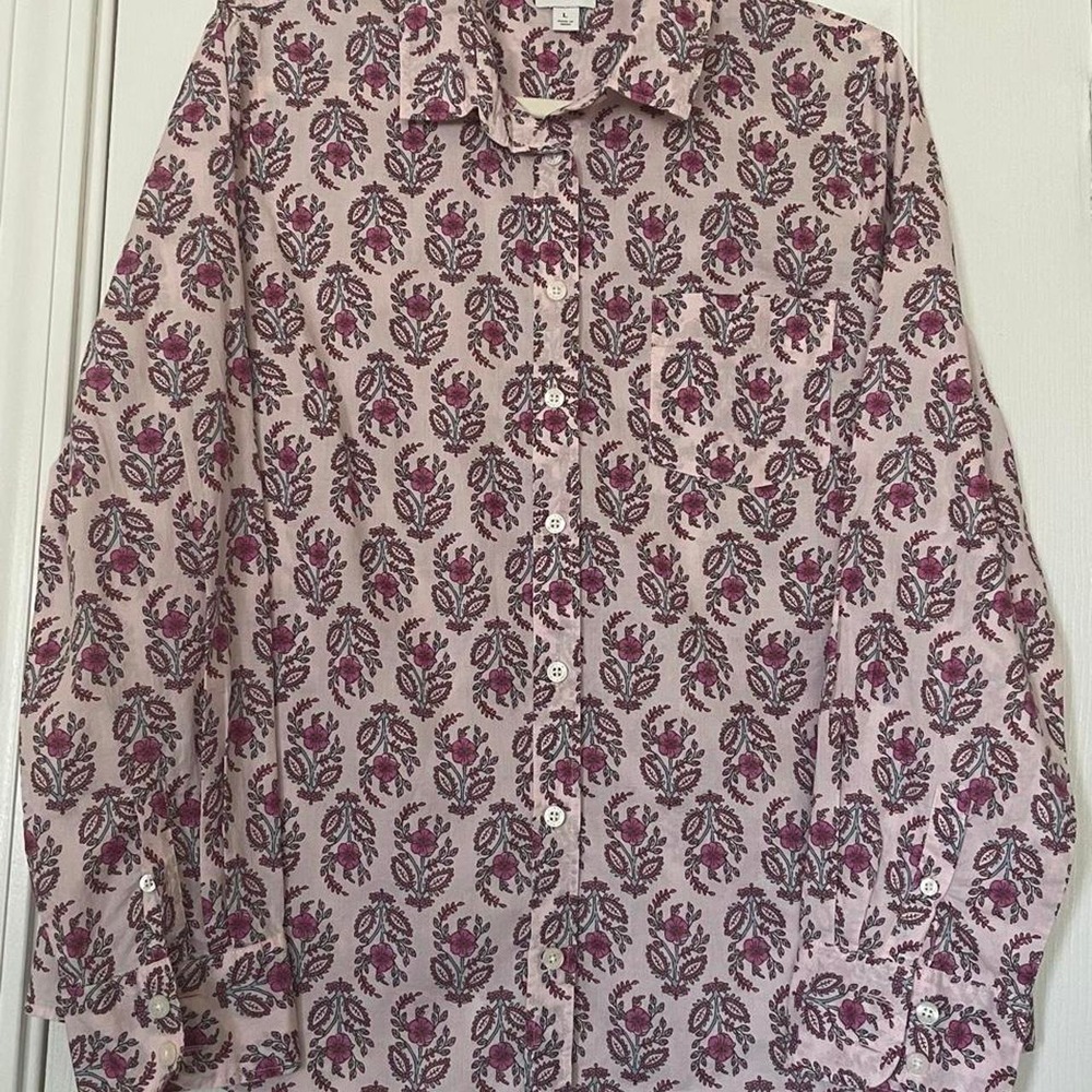J.Crew pink & purple floral button-up shirt size. L